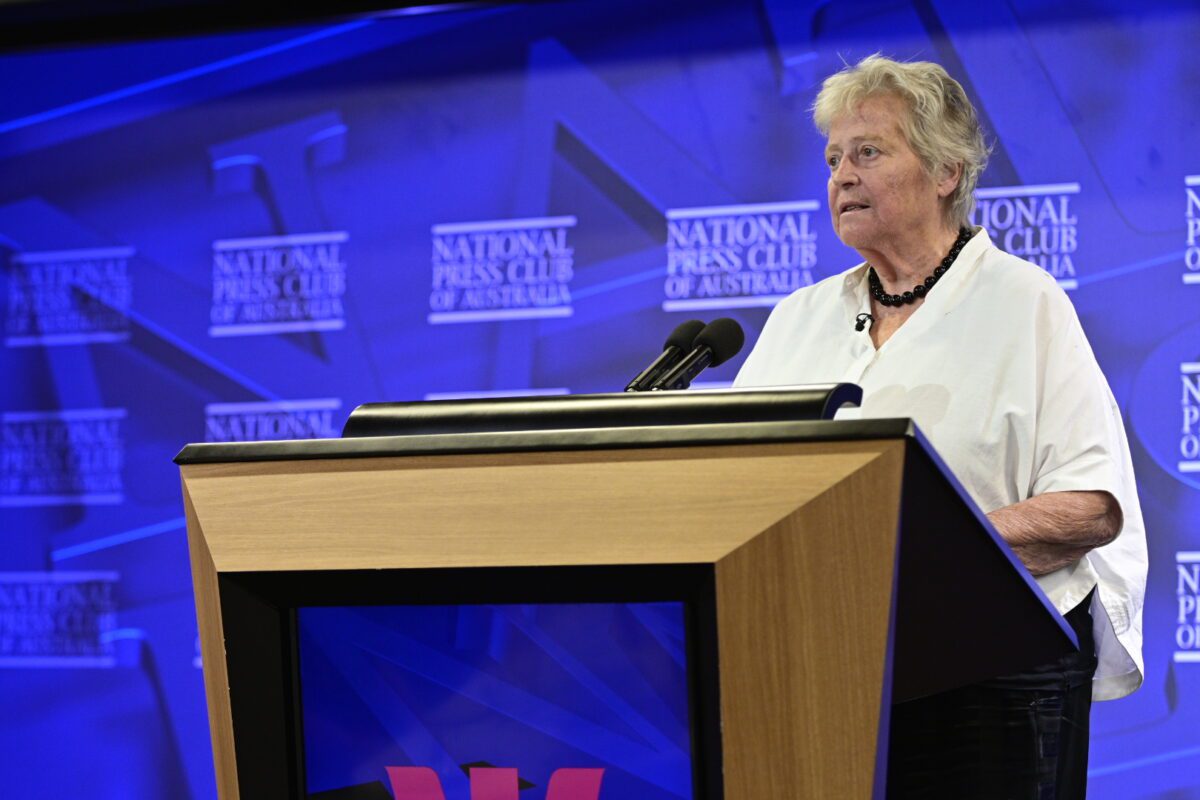 Dr Kerry Schott AO presenting at the National Press Club of Australia