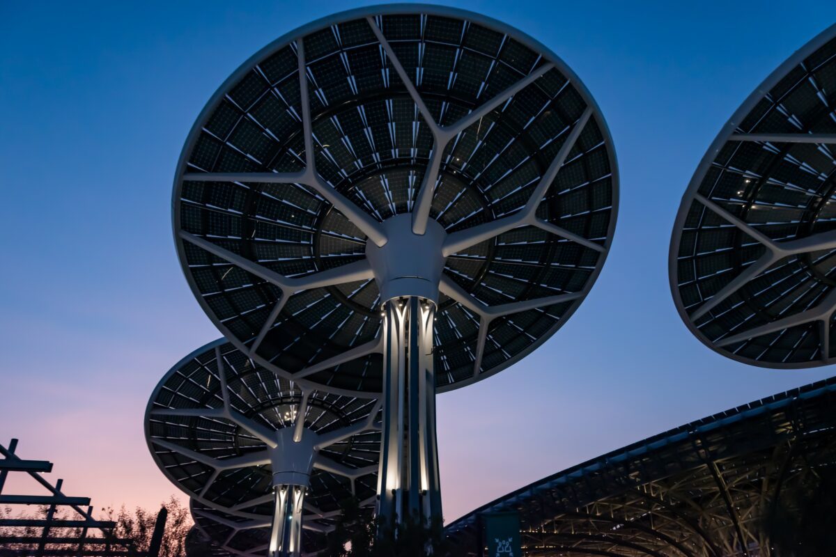 Sunset over Expo City, venue for COP28.